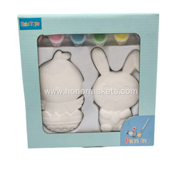 2PCS Easter Chick & Rabbit Gypsum Painting